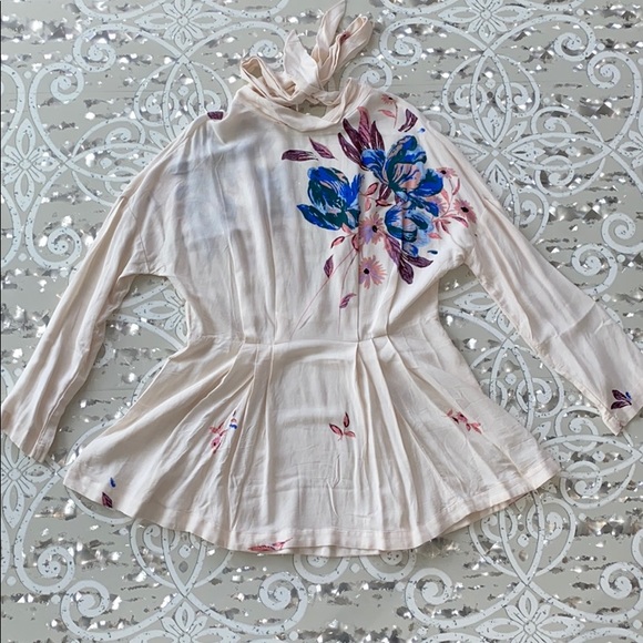 Free People Cream Gemma Neck Tie Mini Dress S - Picture 3 of 7